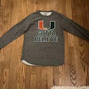 TAILGATE university of Miami shirt, xs mens, grey green and orange